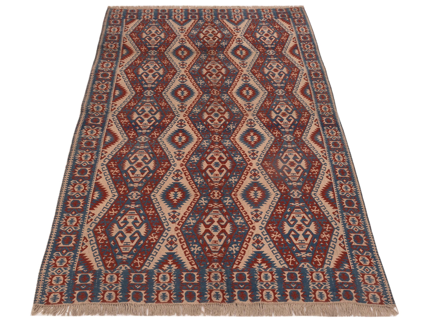 Kilim Blue Red 5.3x7.11 Hand Woven Rug