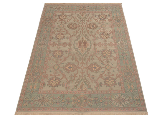 Kilvana Ivory Sage Green 8.1x10.1 Hand Woven Rug