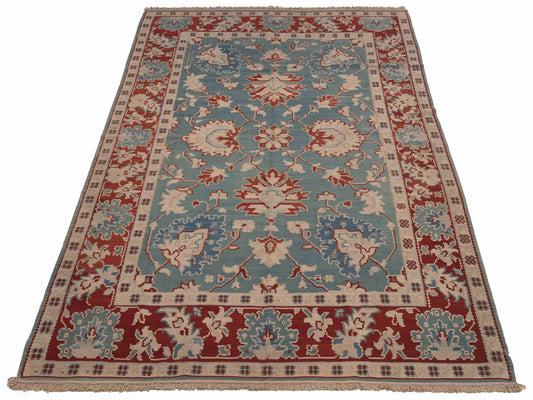 Kilvana Blue Red 6.7x9.10 Hand Woven Rug
