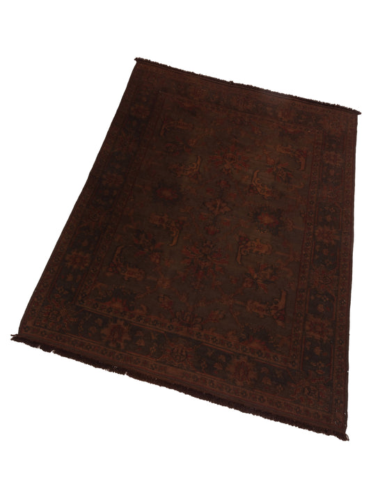 Vintage Dark Brown 6.7x8.6 Hand Knotted Rug