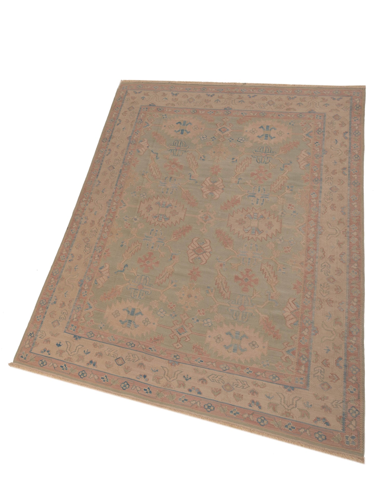 Kilvana Green Beige 8.2x10.9 Hand Woven Rug
