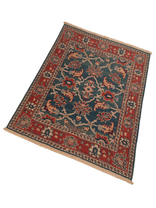 Kilvana Blue Red 6.7x7.2 Hand Woven Rug