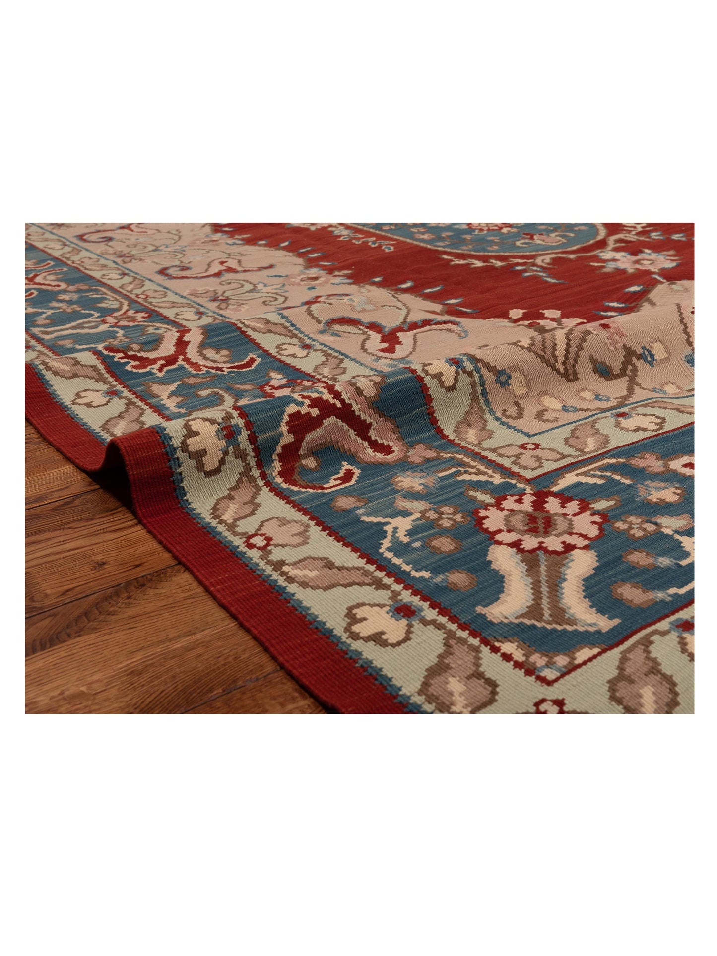 Kilvana Red Blue 8.11x12.1 Hand Woven Rug
