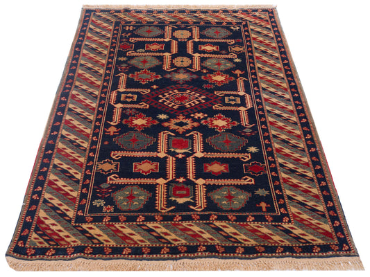 Shirvara Navy Blue 4.7x5.5 Hand Knotted Rug