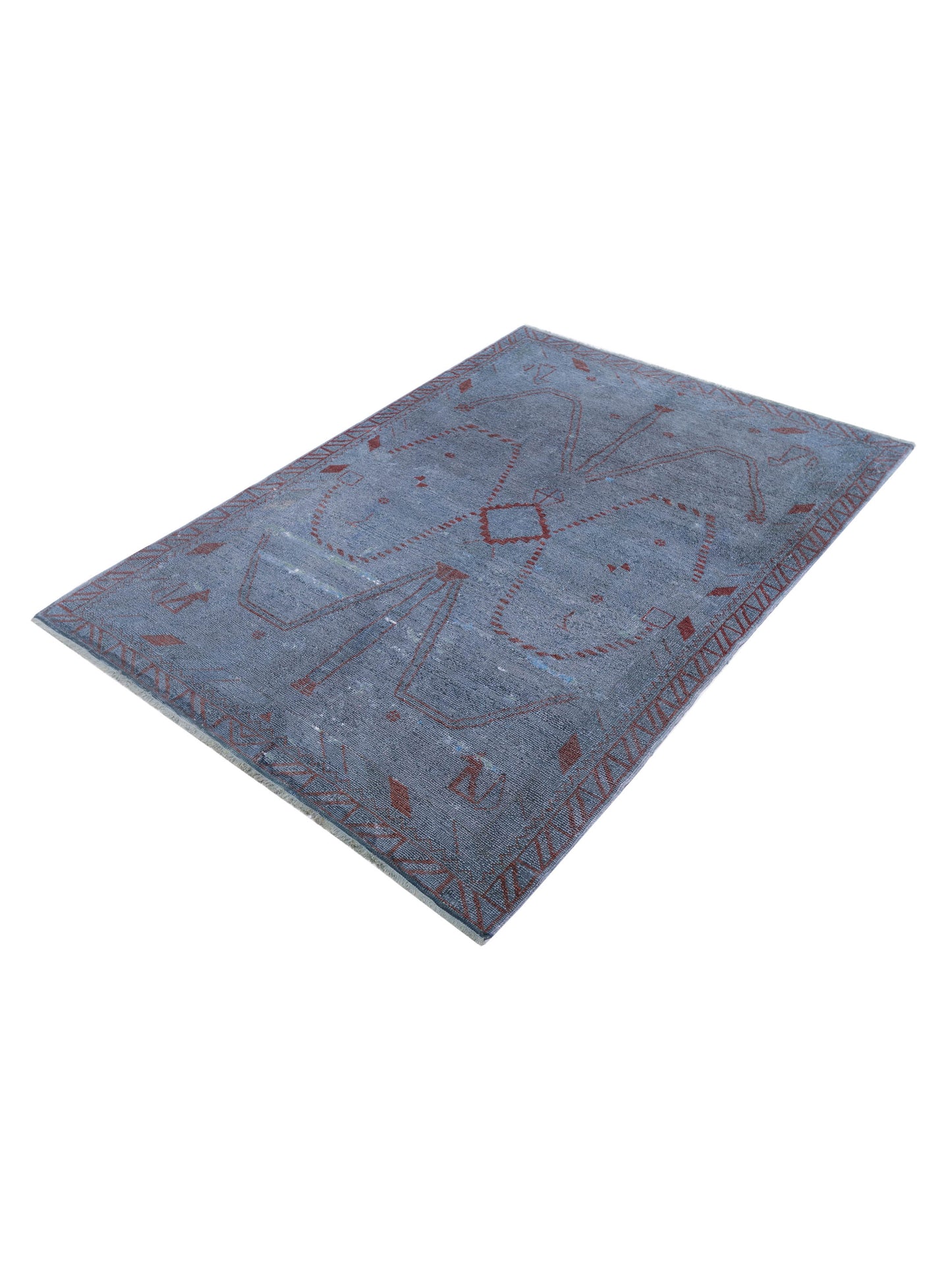 Vintage Blue 4x5.10 Hand Knotted Rug