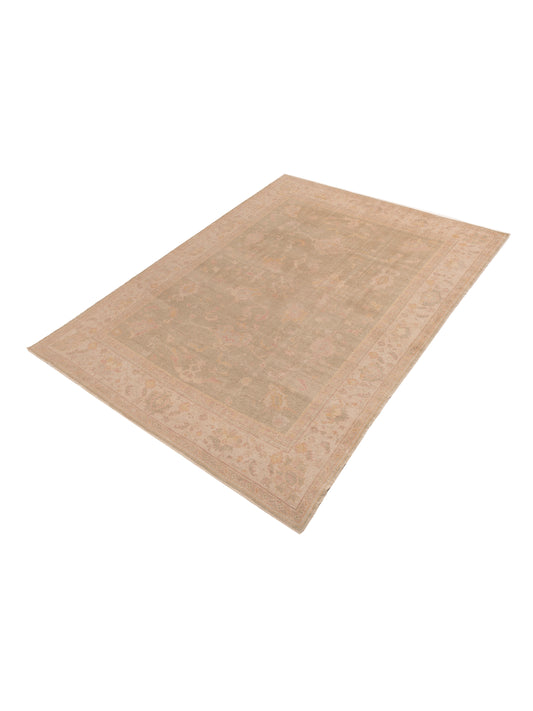 Oushak Sage Green Beige 8.11x11.7 Hand Knotted Rug