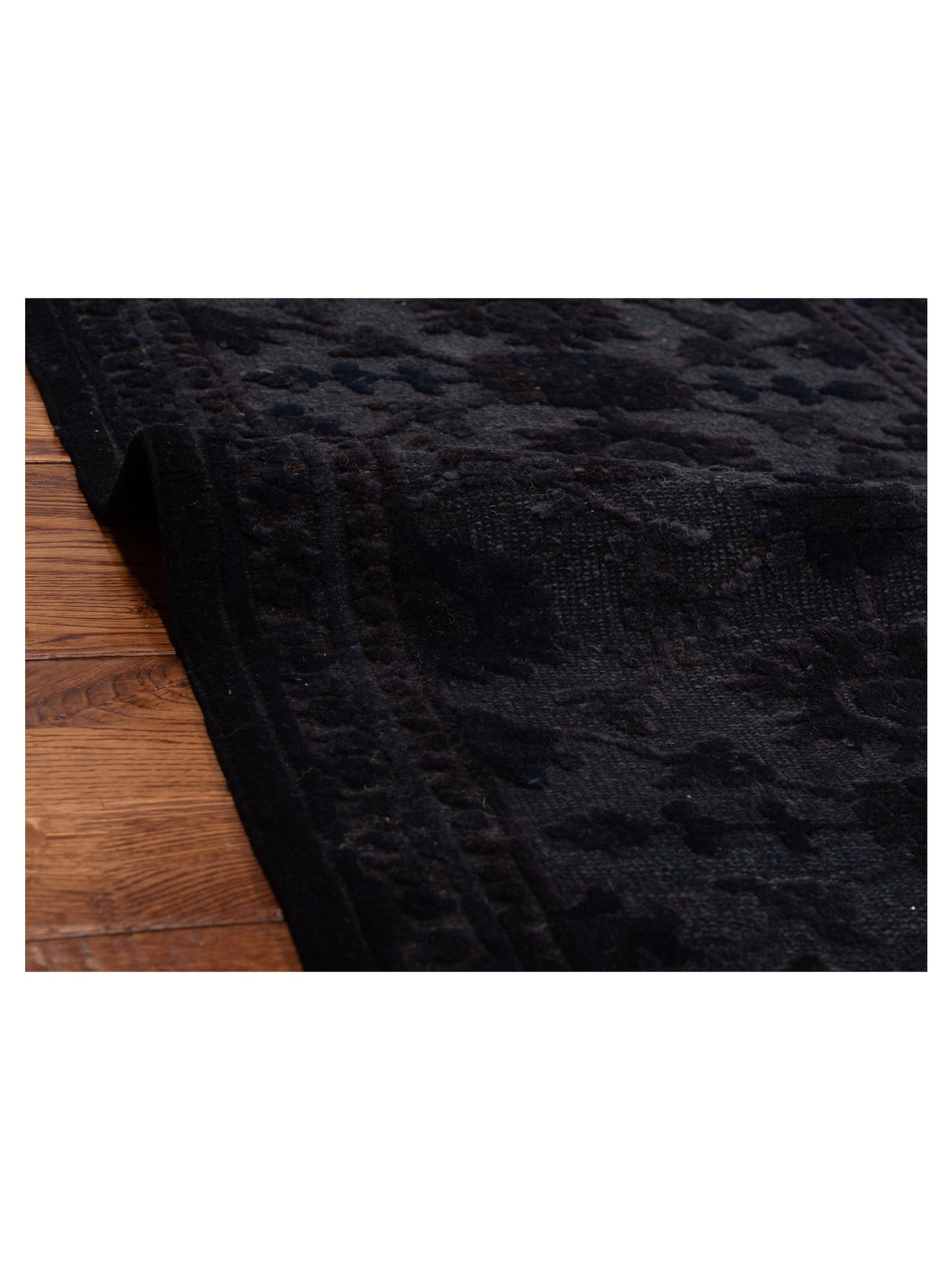 Vintage Black 2.2x7.10 Hand Knotted Rug
