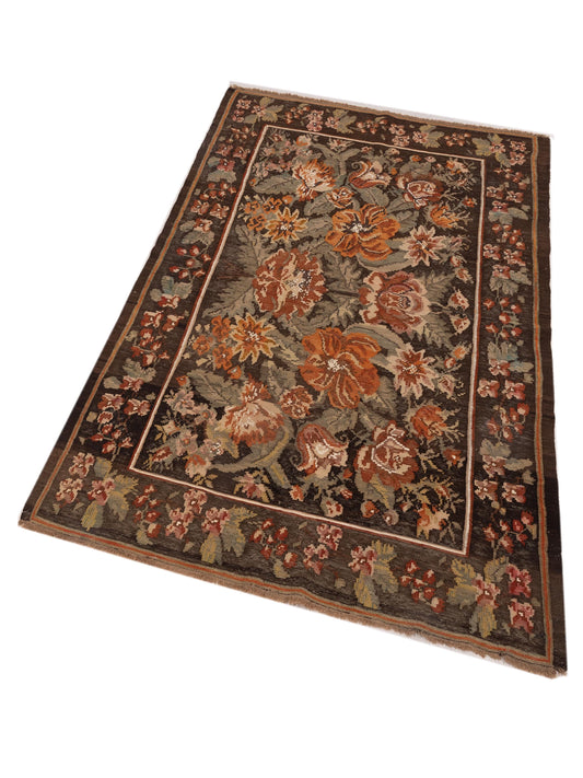 Blossara Kilim Brown 4.8x8.9 Hand Woven Rug
