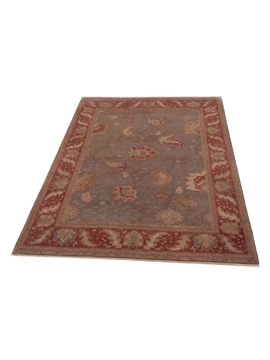 Turkish Elvaria Silver Brick 9.1x11.4 Hand Knotted Rug