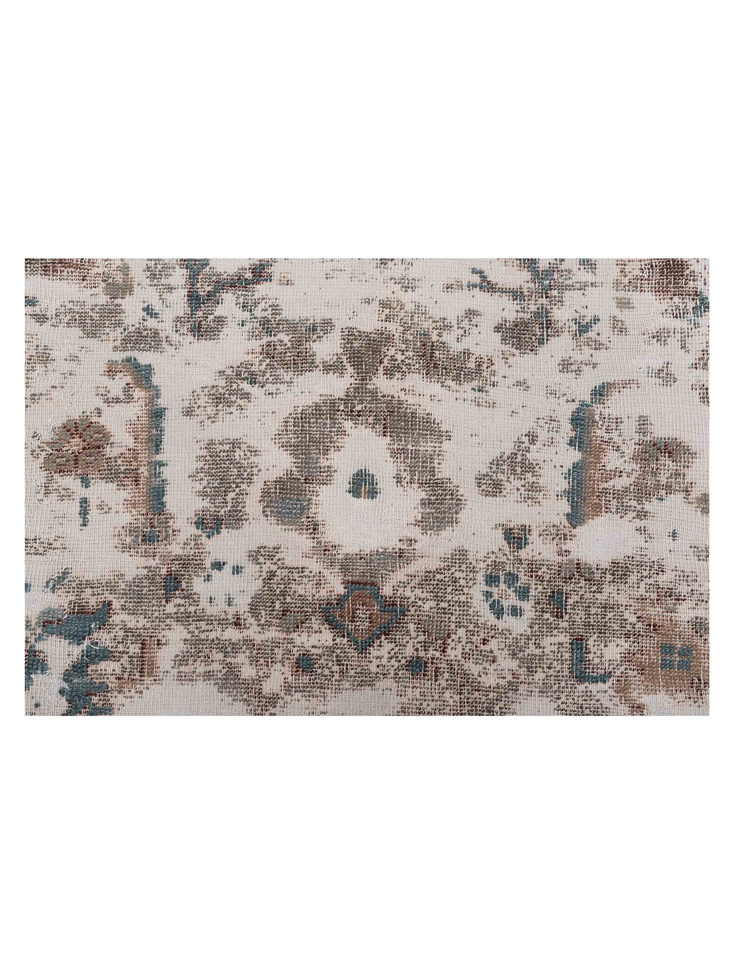 Patchwork Ivory Blue 9.7x11.7 Hand Knotted Rug