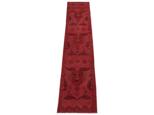 Vintage Red 2.9x13.6 Hand Knotted Rug