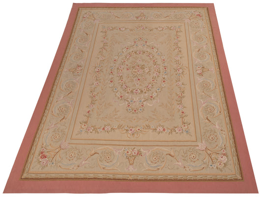 Florienne Cream Pink 8.9x12 Hand Knotted Rug