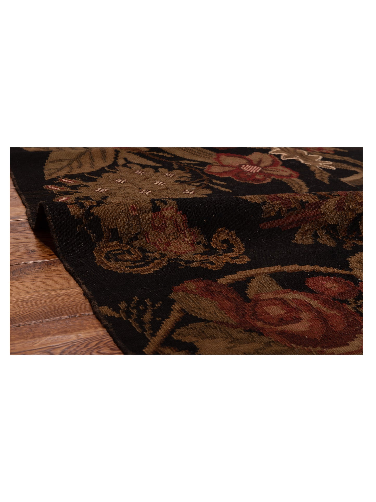 Blossara Kilim Black 3.6x8.9 Hand Woven Rug