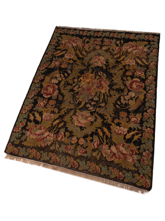 Blossara Kilim Black 6.5x9.8 Hand Woven Rug