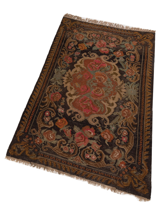 Blossara Kilim Black 6.5x10.5 Hand Woven Rug