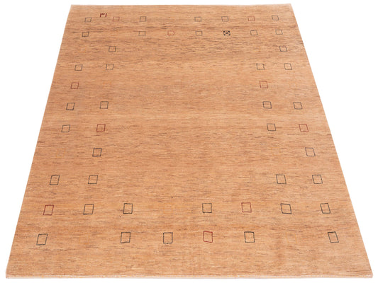 Modern Gabbeh Cream Cream 6.7x6.9 Hand Knotted Rugs