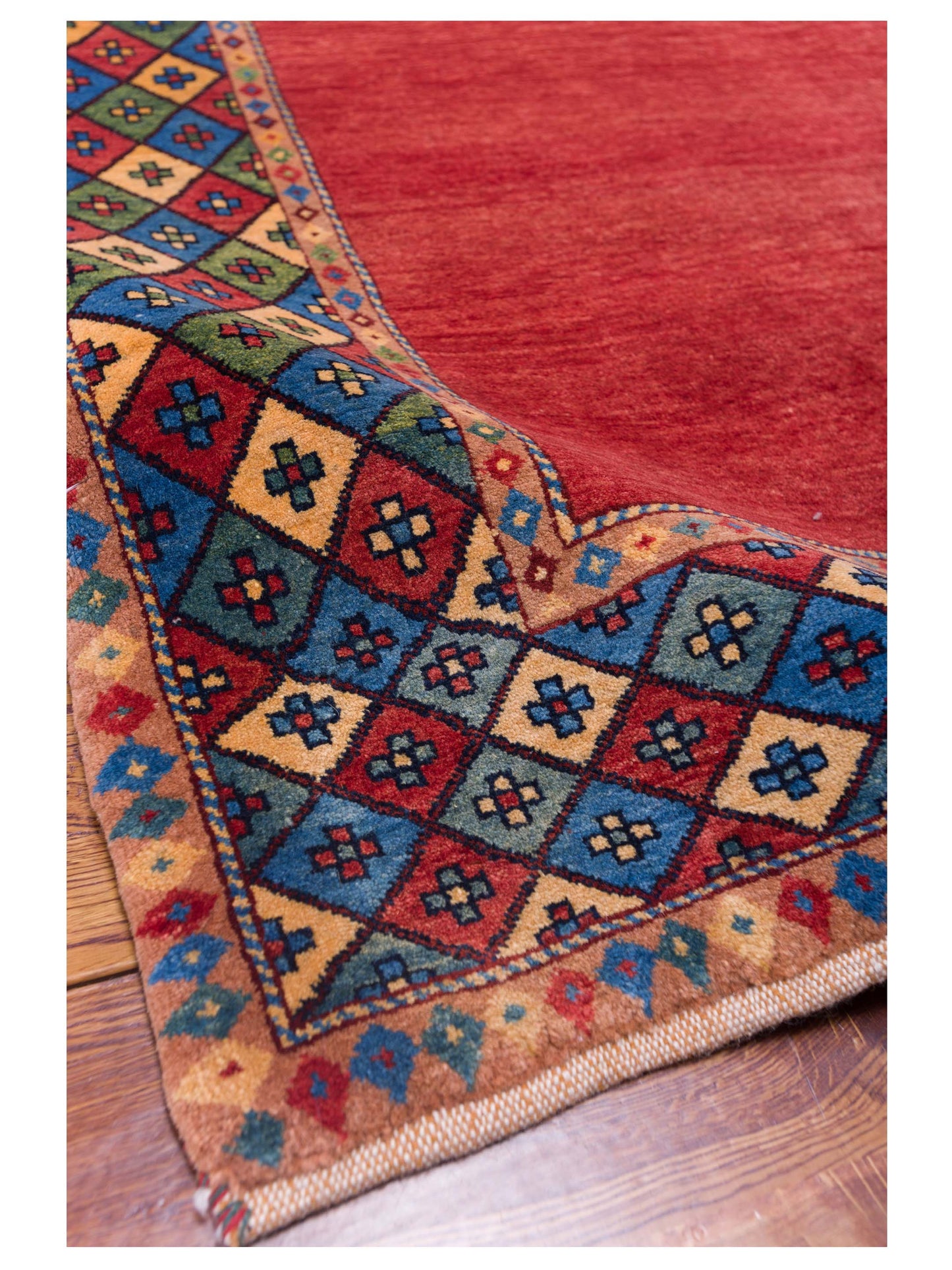 Modern Gabbeh Red Blue 4.2x5.10 Hand Knotted Rugs