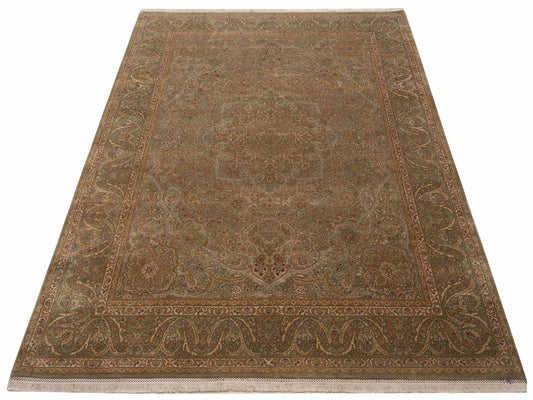 Imperen Green Green 7.10x10.3 Hand Knotted Rug