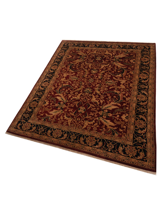Corvella Red Black 9x12 Hand Knotted Rug