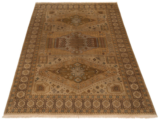 Modeva Gold Ivory 9x11.8 Hand Knotted Rug