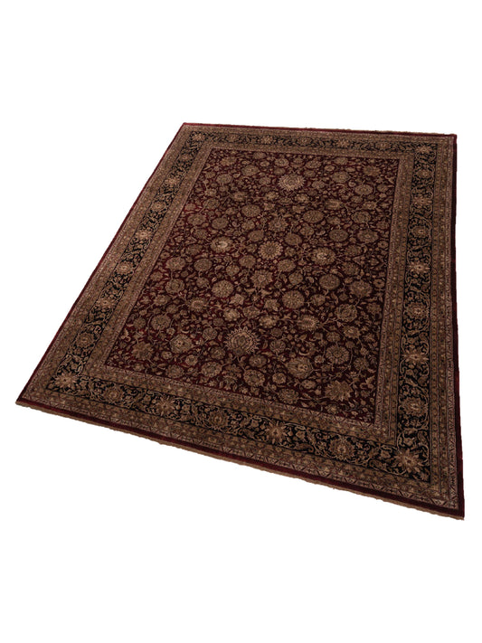 Corvella Red Black 8.11x11.10 Hand Knotted Rug