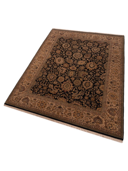 Corvella Black Cream 9.2x12.3 Hand Knotted Rug