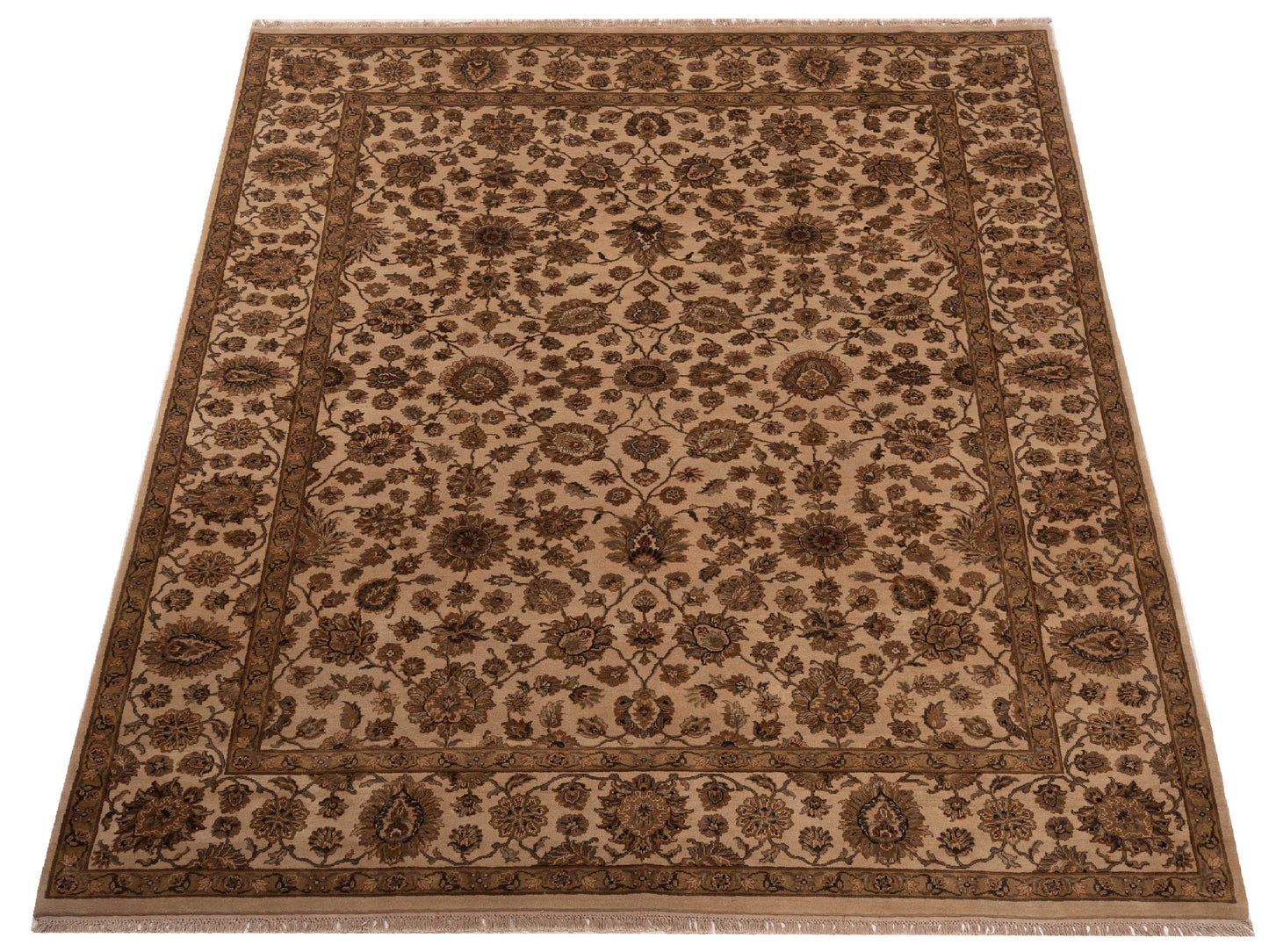 Corvella Beige Ivory 9.4x12.1 Hand Knotted Rug