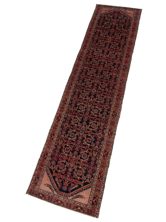 Antiqua Heirloom Navy Red 3.4x16.4 Hand Knotted Rug