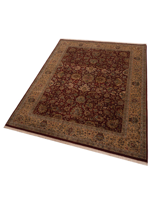 Corvella Red Gold 9.3x12.4 Hand Knotted Rug