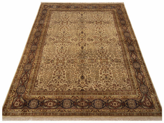 Sansira Beige Plum 8x9.11 Hand Knotted Rug