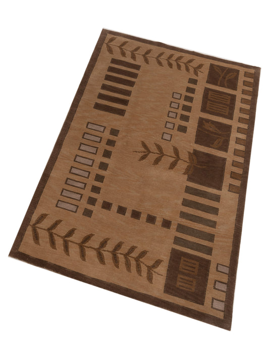 Tibarra Light Brown 5.2x7.11 Hand Knotted Rug