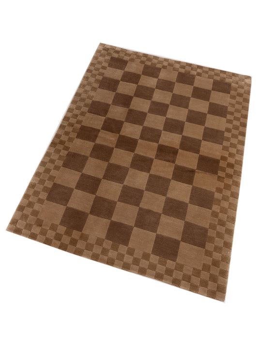 Tibarra Beige Brown 5.1x7.9 Hand Knotted Rug