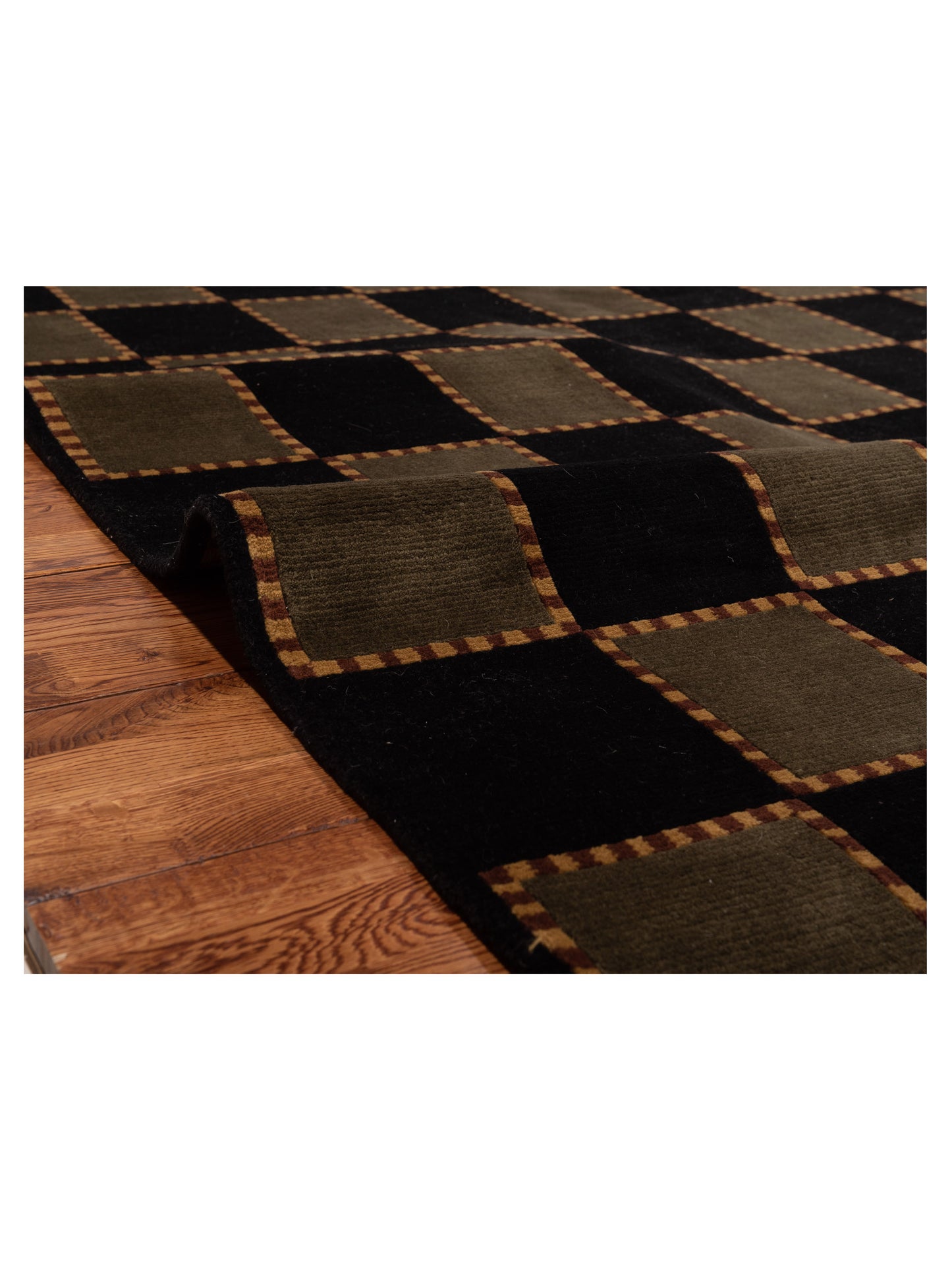 Tibarra Black Green 6.2x8.9 Hand Knotted Rug