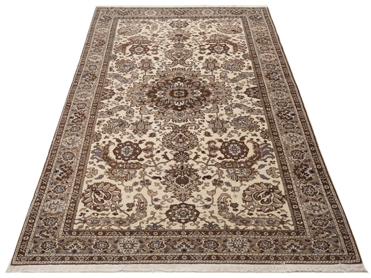 Sansira Ivory Brown 6.8x9.8 Hand Knotted Rug