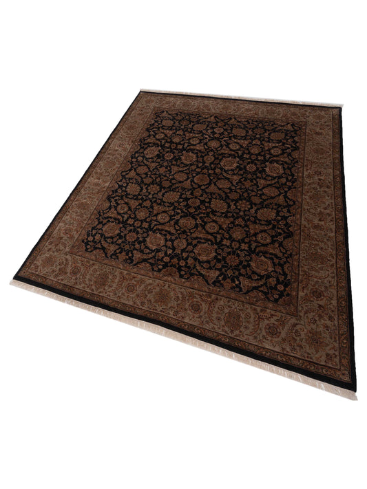 Sansira Black Gray 8.1x9.8 Hand Knotted Rug