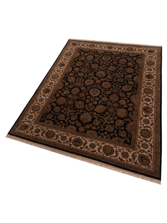 Corvella Black Ivory 8.11x12.3 Hand Knotted Rug