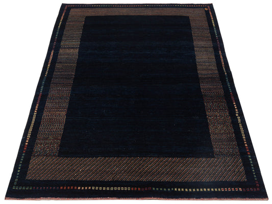 Modern Gabbeh Blue Blue 6.6x7.10 Hand Knotted Rugs