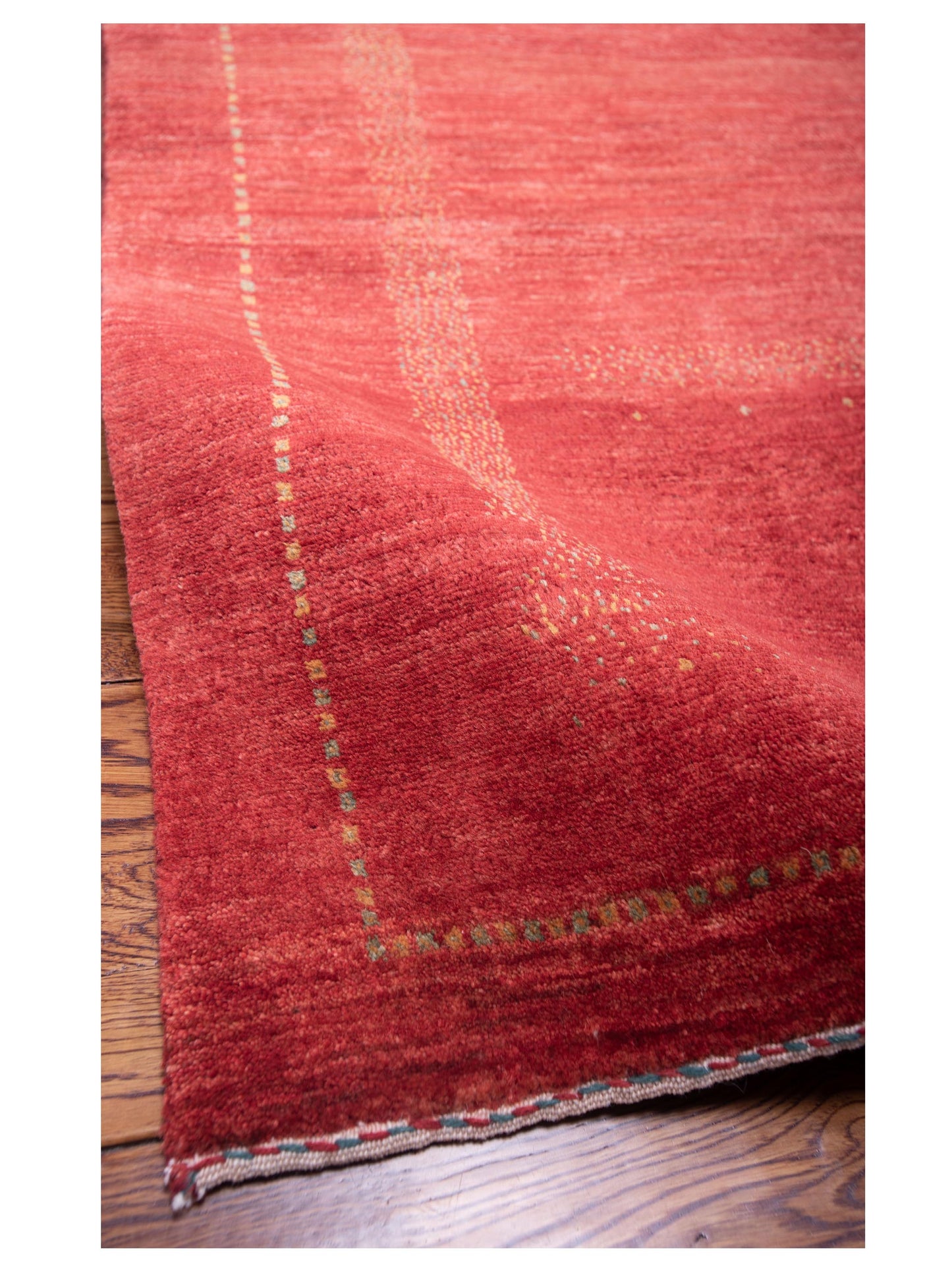 Modern Gabbeh Red 4.4x6.1 Hand Knotted Rugs