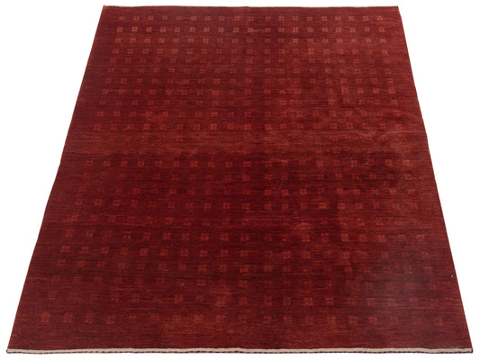 Modern Gabbeh Red Red 5.10x7.4 Hand Knotted Rugs
