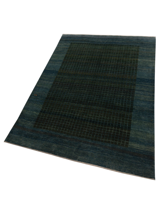 Modern Gabbeh Green Blue 8.1x11.3 Hand Knotted Rugs