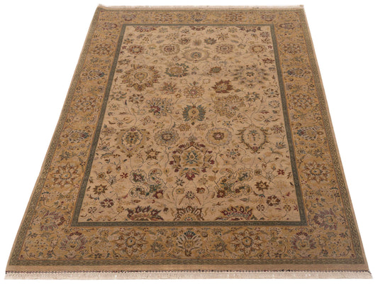 Corvella Beige Gold 6x9.3 Hand Knotted Rug