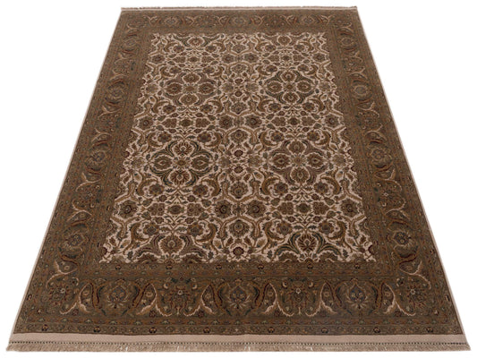 Corvella Ivory Green 8x9.10 Hand Knotted Rug