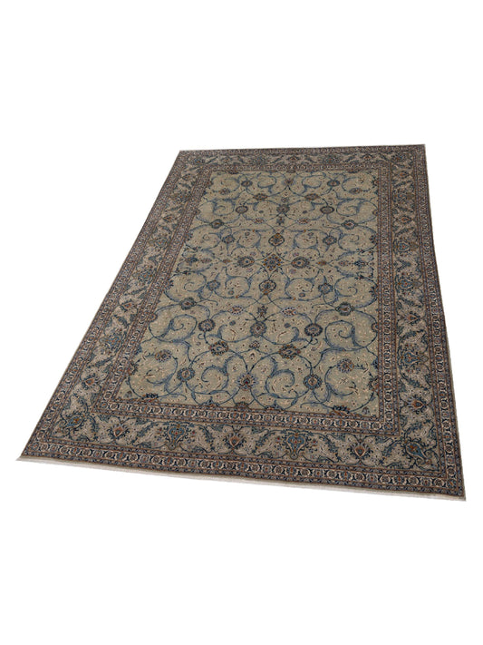 Antiqua Heirloom Sage Green Silver 10.8x13.6 Hand Knotted Rug