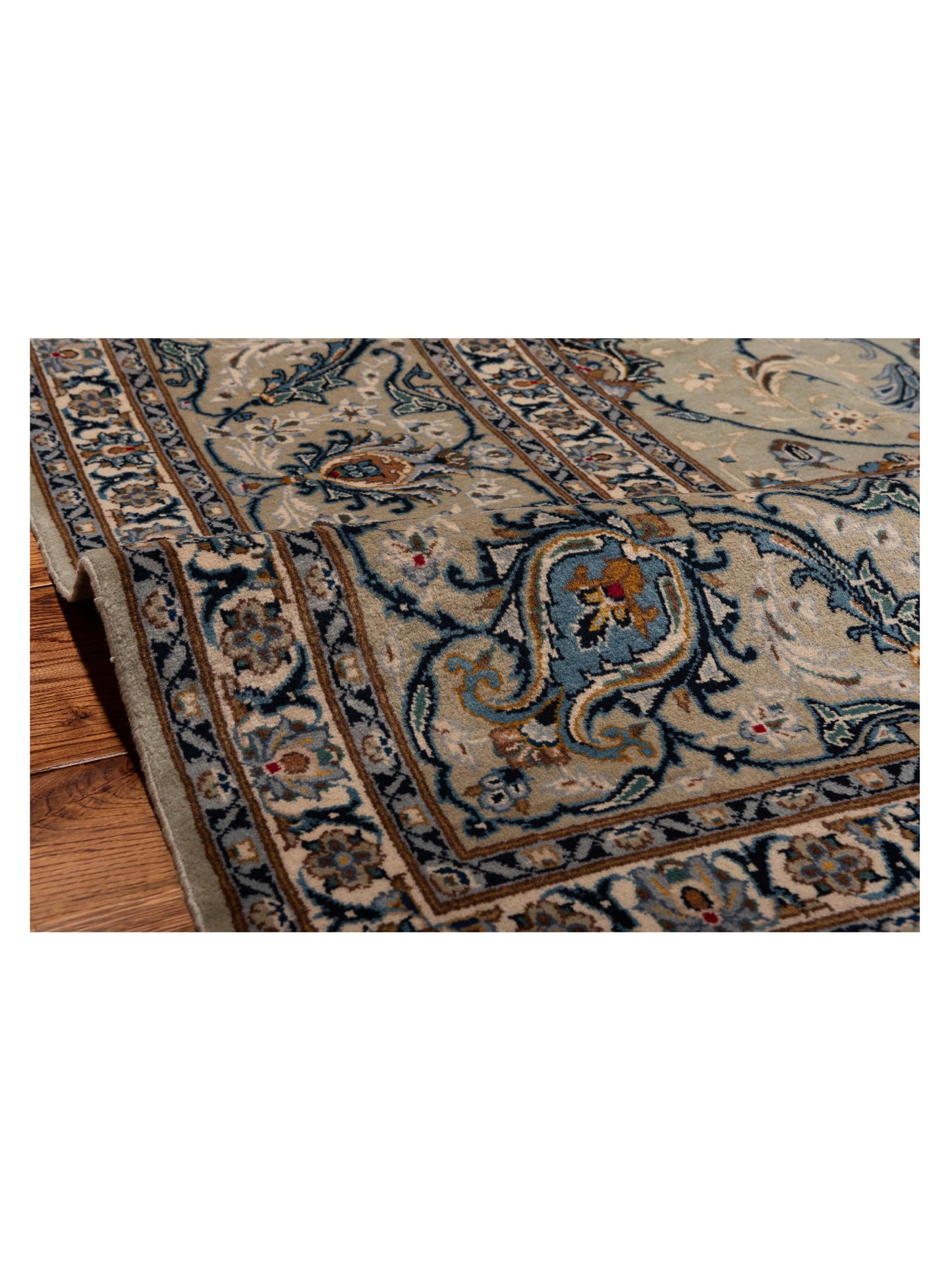Antiqua Heirloom Sage Green Silver 10.8x13.6 Hand Knotted Rug