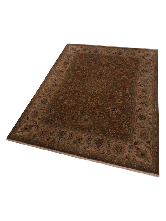 Corvella Brown Cream 9.1x12.2 Hand Knotted Rug