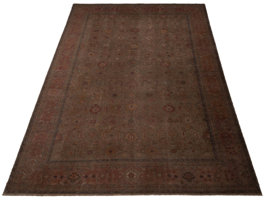 Turkish Elvaria Green Pink 12.1x17.5 Hand Knotted Rug