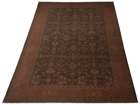 Turkish Elvaria Green Pink 11.10x17.9 Hand Knotted Rug