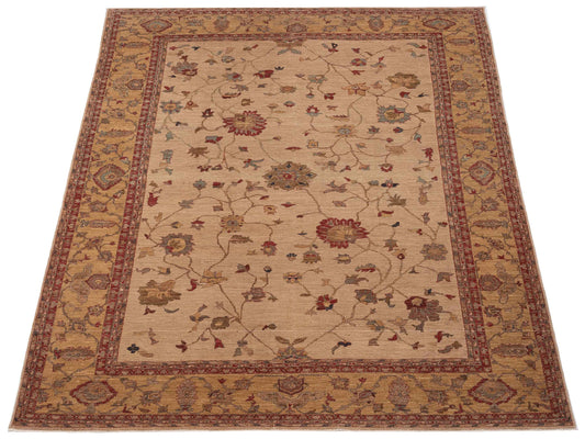 Elvaria Beige Gold 9.1x11.7 Hand Knotted Rug