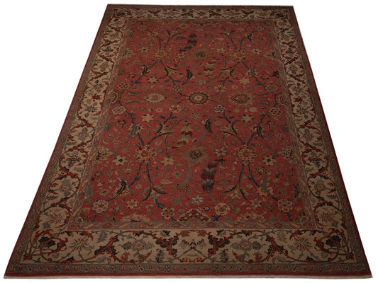 Antiqua Loom Rust Beige 13.7x18.3 Hand Knotted Rug