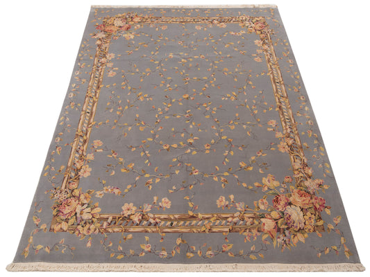 Artalya Gray Gray 7.10x9.10 Hand Knotted Rug